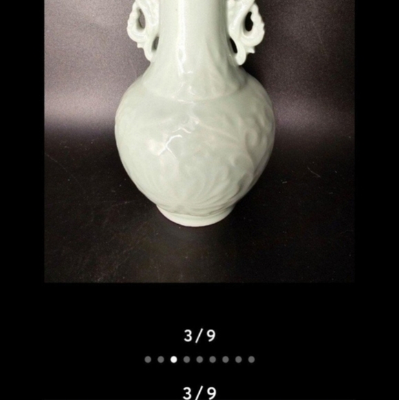 Vintage celadon vase with foo‎ dog handles - Picture 3 of 9